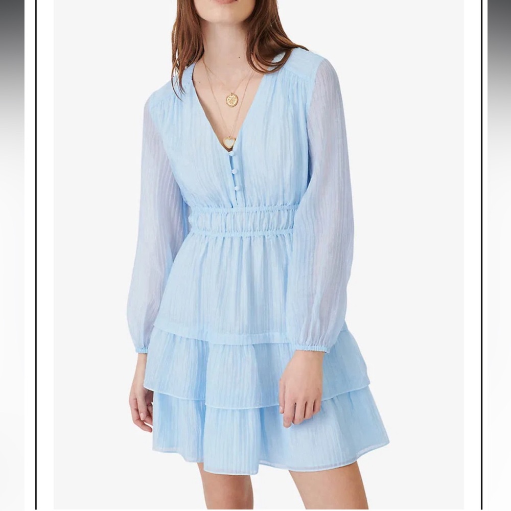 Maje Roubelia Pleated Woven Mini Dress